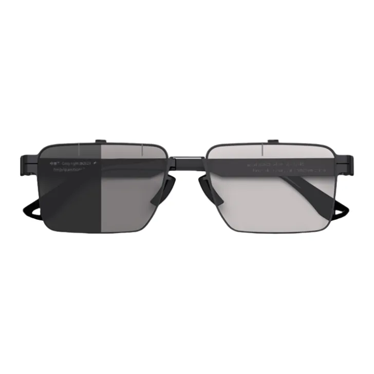 MID Plate Frame Irregular Shape Sunglasses Unisex Black-3