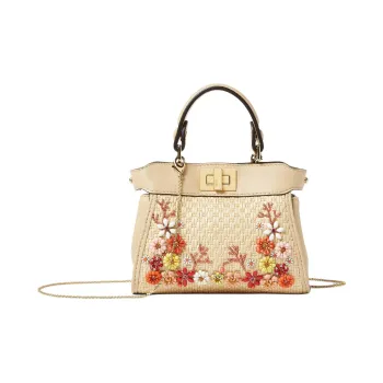 FENDI Peekaboo Polyamide One Shoulder Handbag Mini Women's Beige