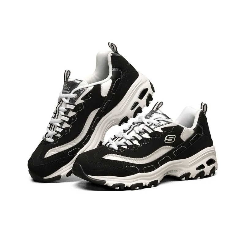 Skechers D Lites 1.0 Low Chunky Shoes Black Women's-2