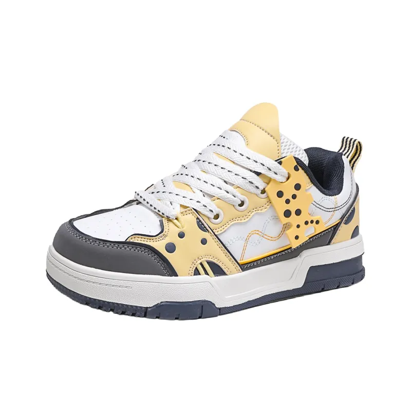 JEANSWEST Cheese Patchwork Trendy Slip Resistant, Abrasion Resistant, Breathable Low Top Skateboard Shoes Men's-8