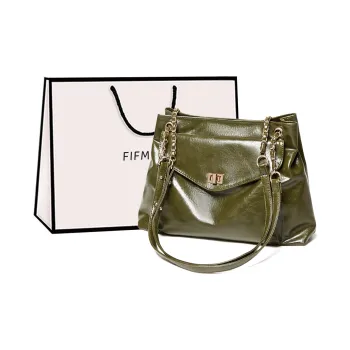 15 MINS Synthetic Leather Shoulder Bag Large Size Women's Green/Black/Brown/Ecru