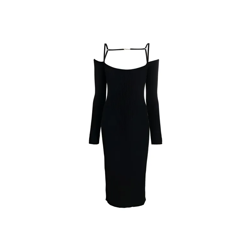 Jacquemus La Robe Sierra Long-Sleeve Ribbed Dress-1