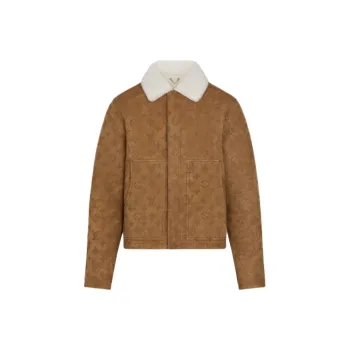 LOUIS VUITTON Leather Jacket Men's Brown