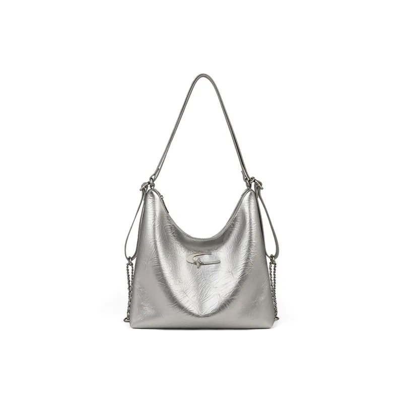 COMELY Cow Leather Tote Bag, Shopping Bag, Shoulder Bag, Backpack Regular Women's Silver-4