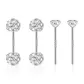 4mm Round Stud Earrings 1 Pair+3mm Zircon Stud Earrings 1 Pair