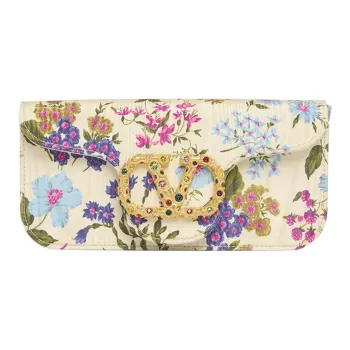 Valentino Silk Clutch Shoulder Bag Women's Beige & Multicolor