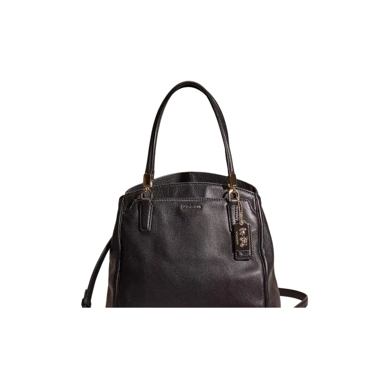 COACH Minetta Leather Shoulder Bag Crossbody Bag Handbag Large Size Women's Light Gold/Black-1
