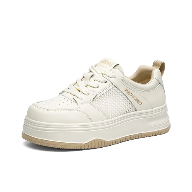 RED DRAGONFLY Anti Slip Wear Resistant Low Top Skateboard Shoes Women's Beige Apricot-1
