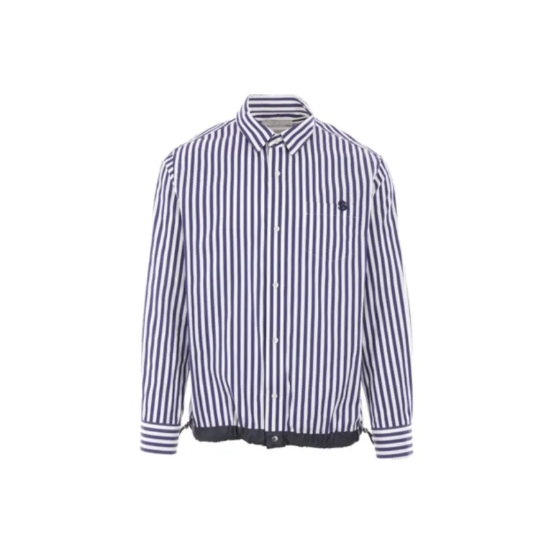 Sacai Striped Collared Long Sleeve Shirt-0