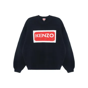 KENZO Logo Intarsia Knitted Crewneck Jumper