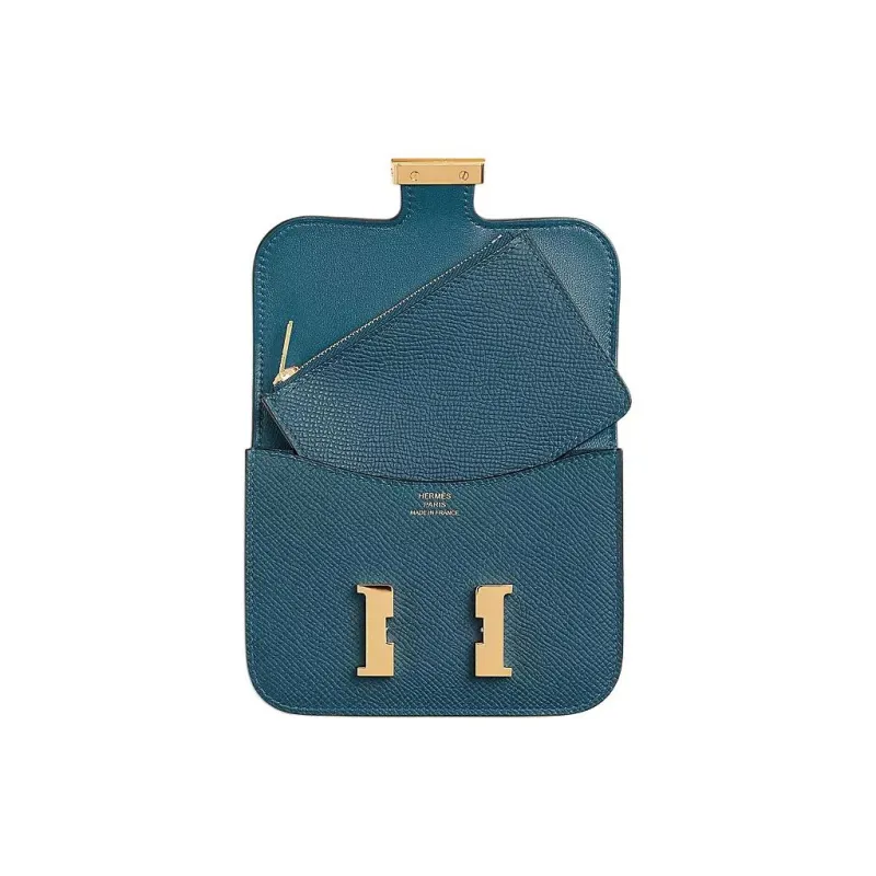 HERMES Constance Slim Epsom Leather Wallet Women's 7A Bleu Thalassa Sea Blue-1