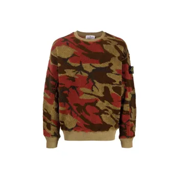 STONE ISLAND Camouflage Pattern Crewneck Fleece Jumper
