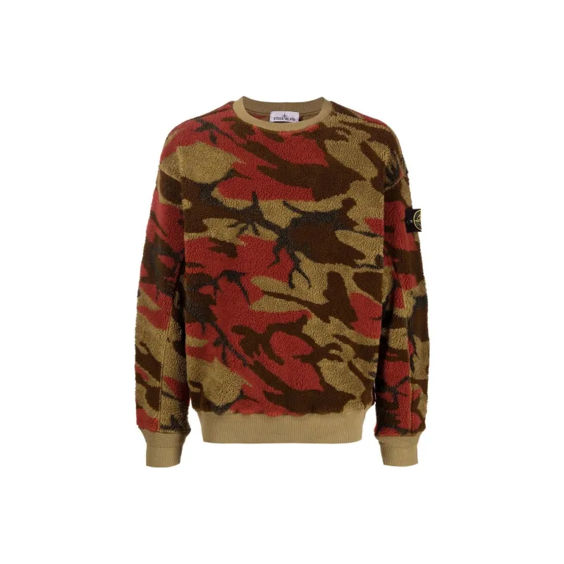 STONE ISLAND Camouflage Pattern Crewneck Fleece Jumper-0
