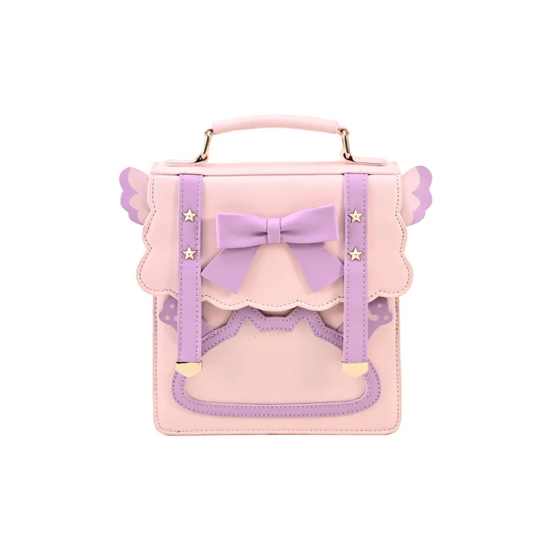 NOMK PU Backpack Women's Pink & Purple/Blue & Pink/Brown & Red/Black & White-0