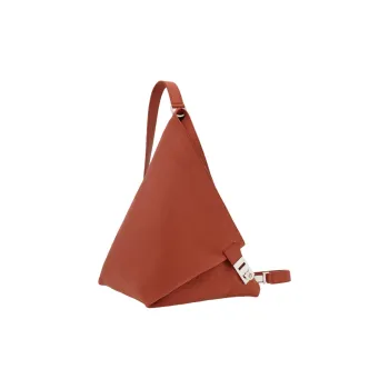 FERRAGAMO Hammered Texture Calfskin Sling Bag Medium Size Men's Brick Red