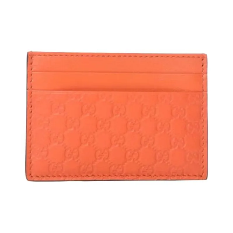 GUCCI Cow Leather Card Holder Unisex Orange-0