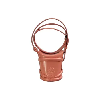 Alexander McQueen Leather Bucket Bags Crossbody Bag, Shoulder Bag Women's Pink Orange