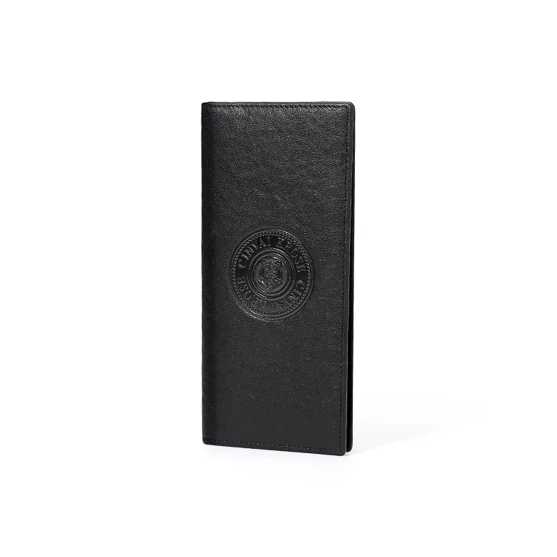 CinvaiKrose Cow Leather With Synthetic Leather Long Coin Purse, Clutch Storage Document Wallet Men's Black-1
