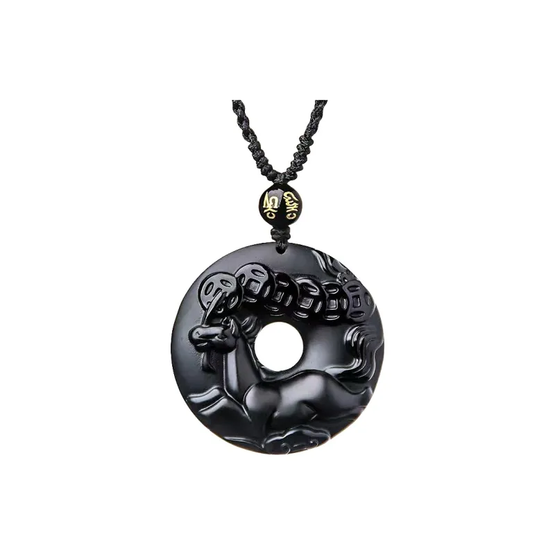 Lingxiang Yurun Obsidian Necklaces Unisex-9