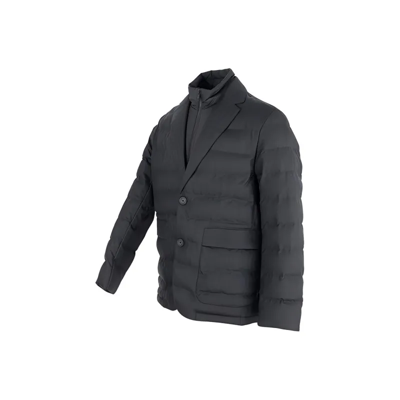 Zegna Solid Color Stand Collar Down Jacket Men's Black-2