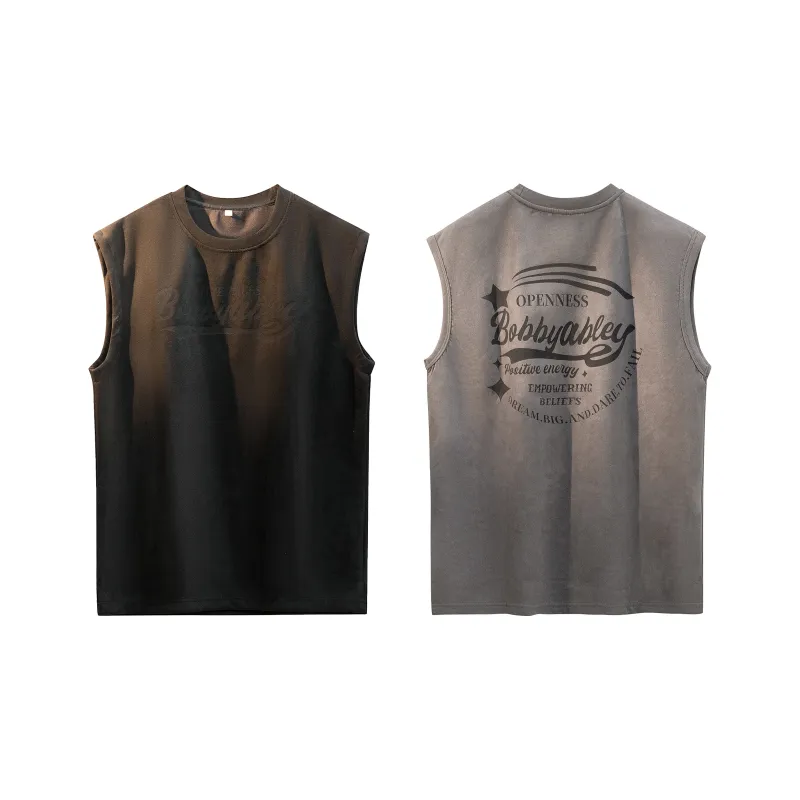 BOBBY ABLEY Versatile Loose Fit Straight Fit Letter Moisture Wicking Sleeveless Tank Top Unisex-13