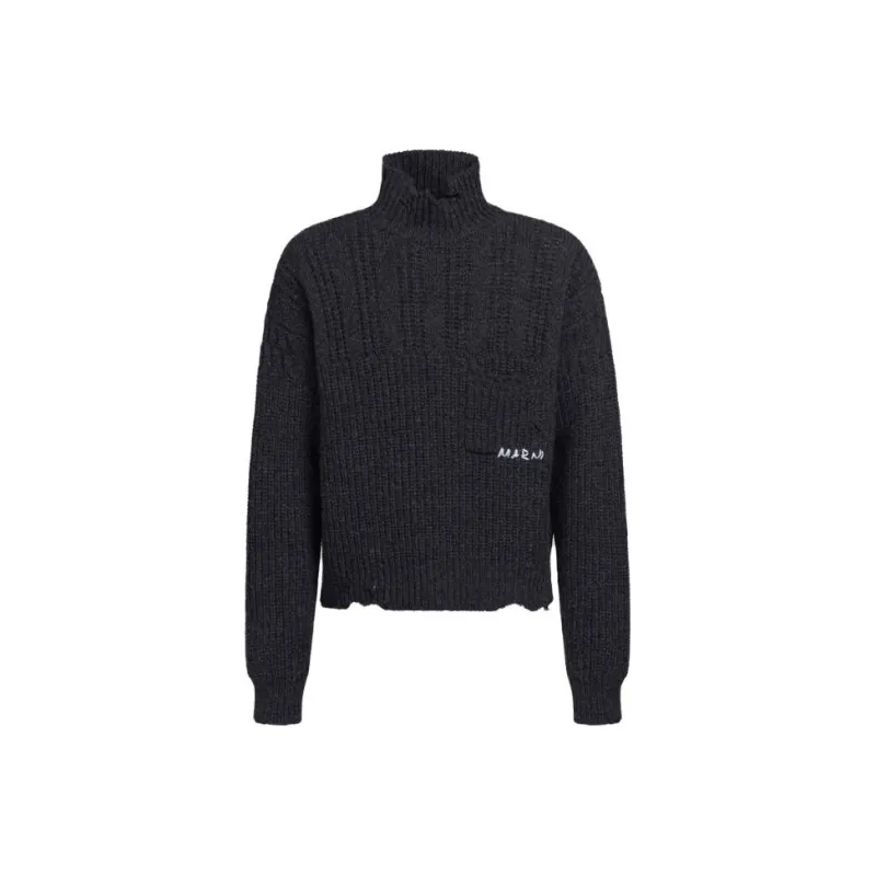 MARNI Logo embroidered Distressed Jumper-0