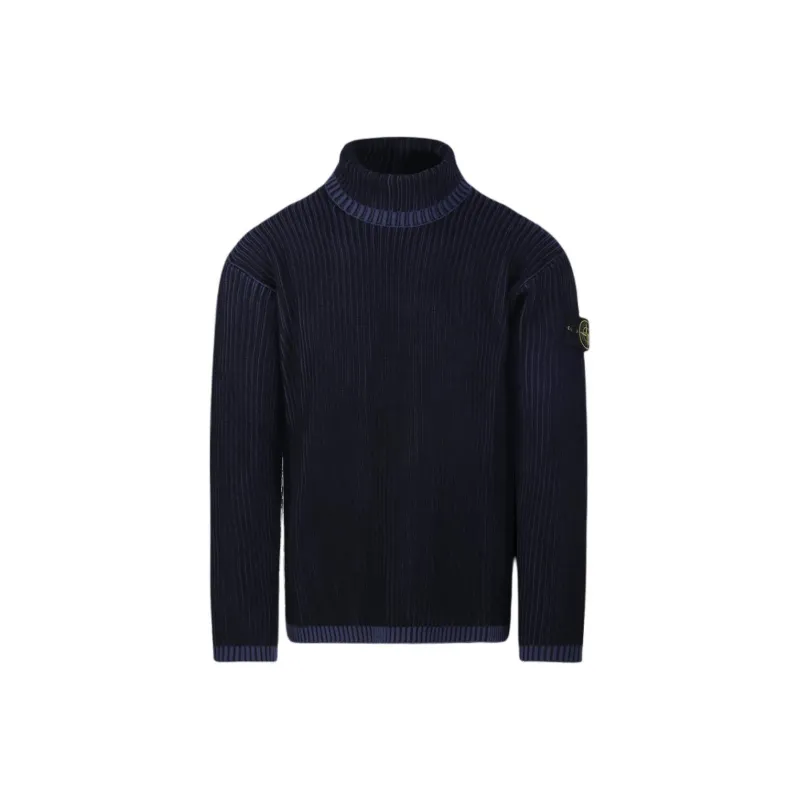 STONE ISLAND Logo Patch Roll Neck Ribbed Jumper-0