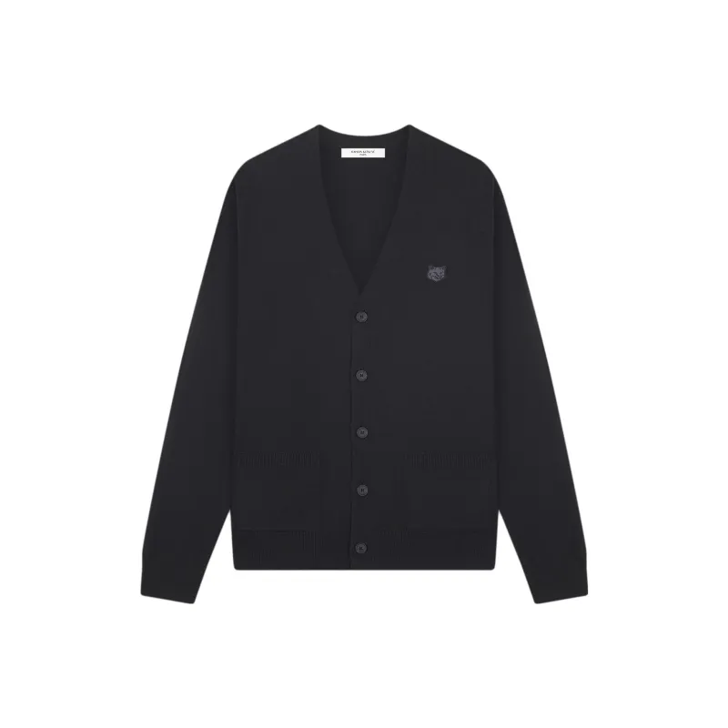 Maison Kitsune Fox Head Patch Knitted Cardigan-0