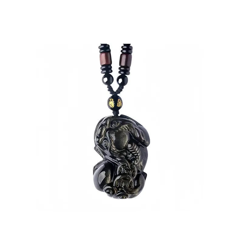 Lingxiang Yurun Obsidian Accessory, Zodiac Year Necklace Unisex-36