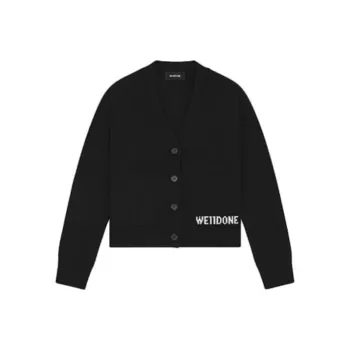 WE11DONE Logo print V neck Jumper