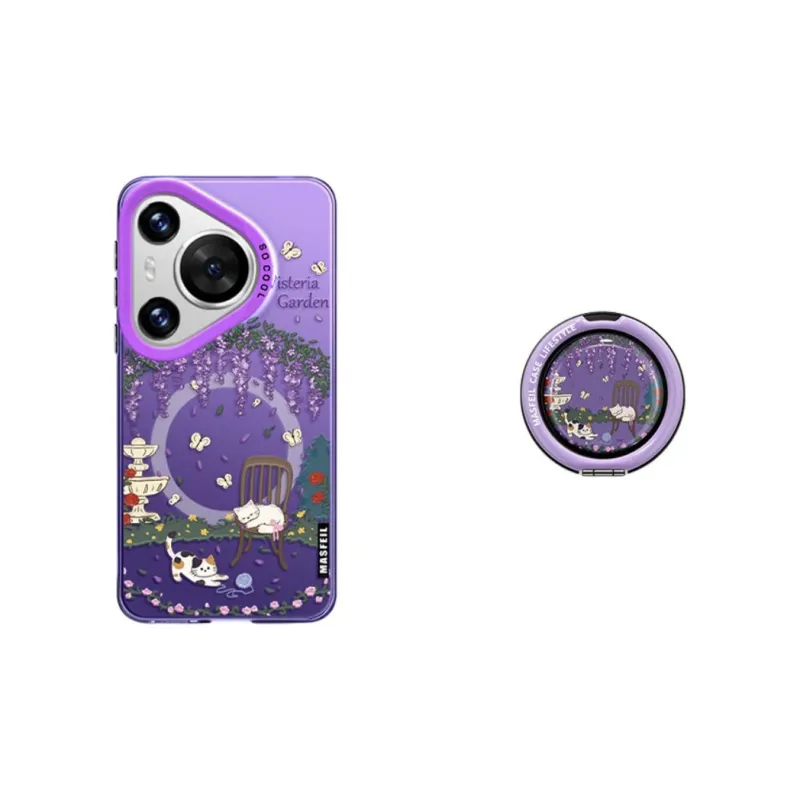 Marsfield Acrylic Material Soft Edge Magnetic Phone Case Purple Garden Myersphill Compatibility Huawei P70/60/50/40PRO-6