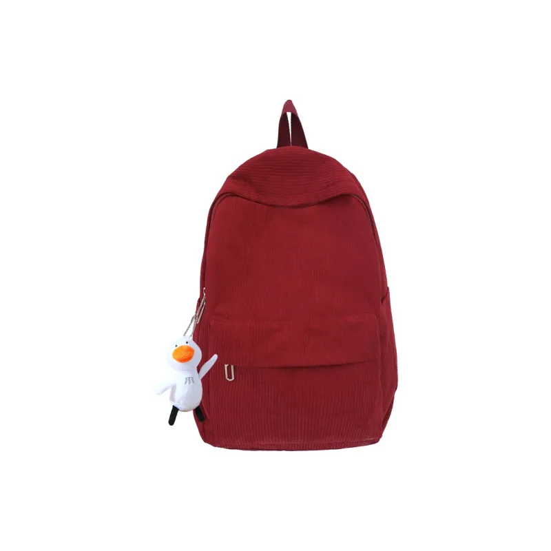 OURFUN Corduroy Backpack Regular Women's White/Black/Pink/Red/Khaki/Green/Blue-10