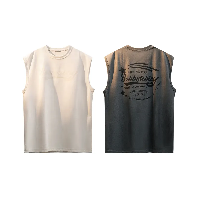 BOBBY ABLEY Versatile Loose Fit Straight Fit Letter Moisture Wicking Sleeveless Tank Top Unisex-15