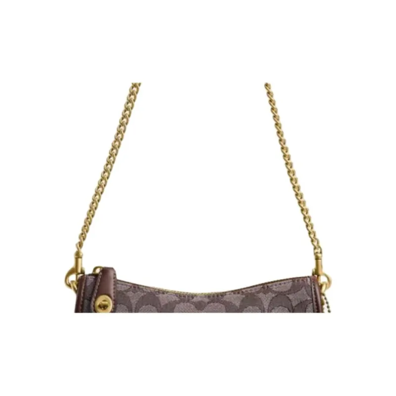 COACH Swinger Recycled Cotton Portable Crossbody Bag, Shoulder Bag Trumpets Women's Brown-3