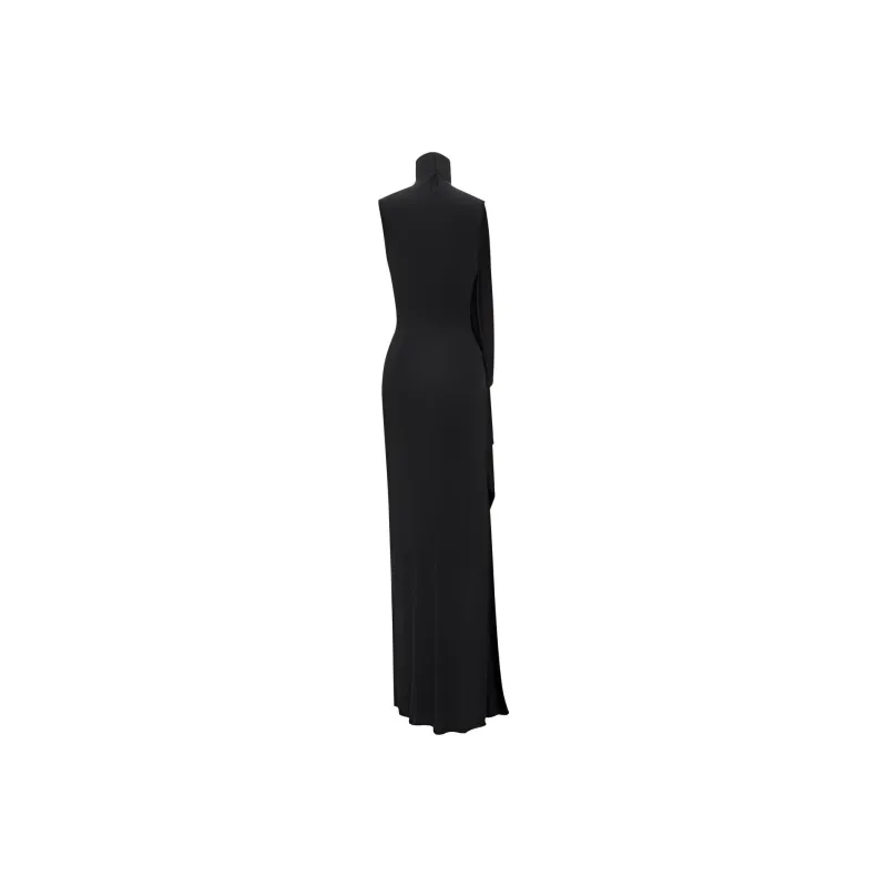 SAINT LAURENT Draped High Neck Maxi Dress-1