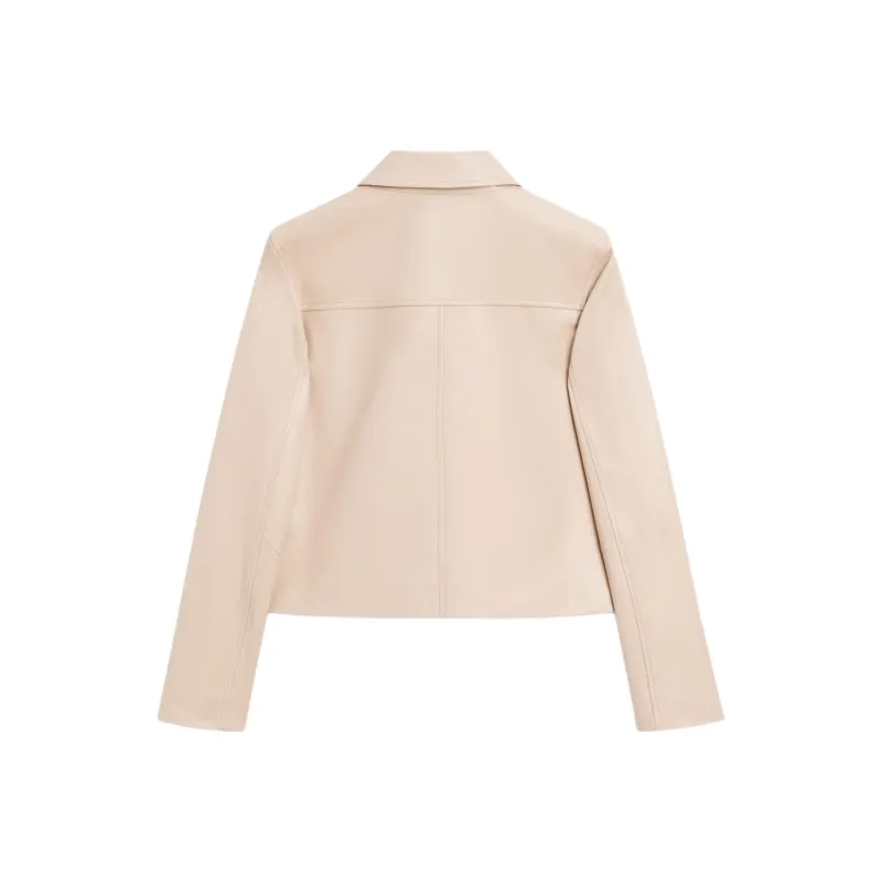 Massimo Dutti Leather Jacket Women's Green-1