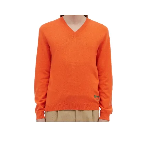 GUCCI V Neck Logo Intarsia Knit Jumper