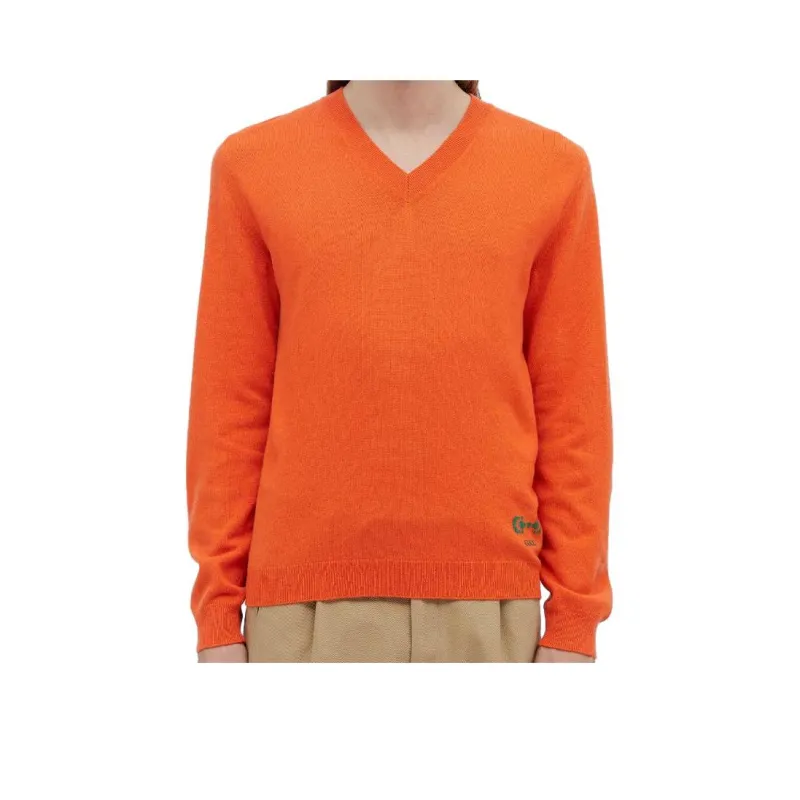 GUCCI V Neck Logo Intarsia Knit Jumper-0
