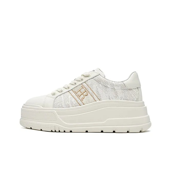 HR Height Increasing Abrasion Resistant Low Top Casual Shoes Women's Beige-0