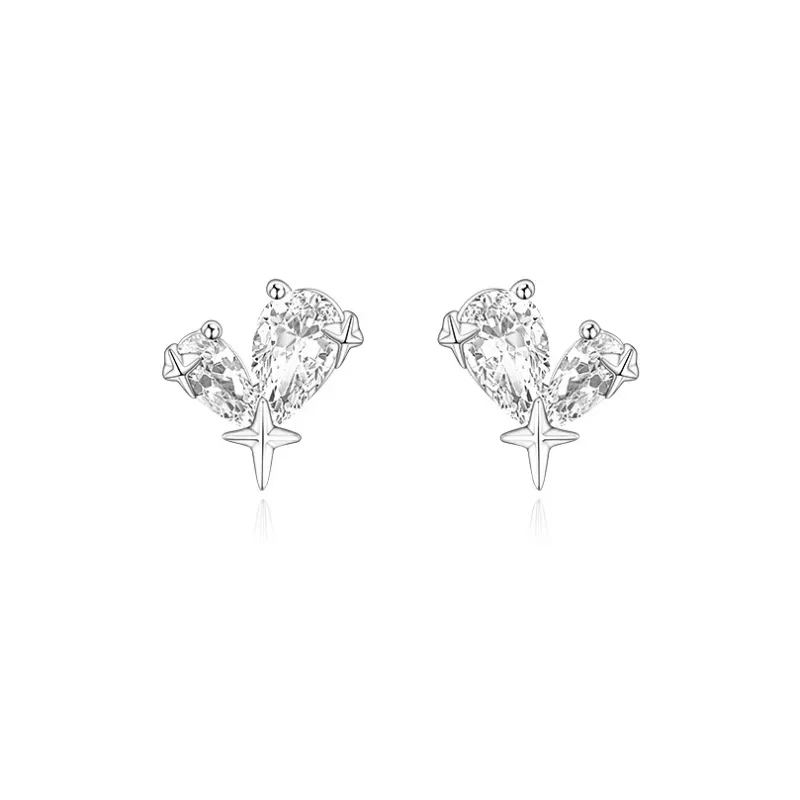Rhymes S999 Fine Silver Stud Earrings Women's-0