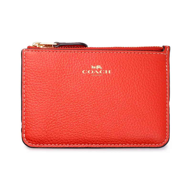 COACH Key Case Leather Coin Purse Wallet Regular Women's Red-0