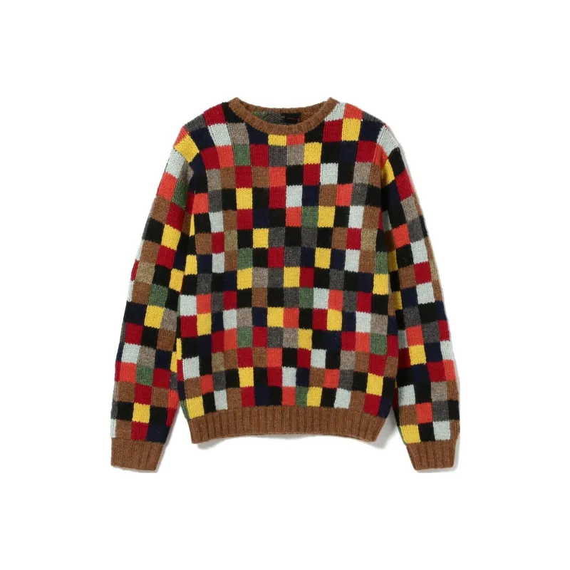 Beams Patchwork Crew Neck Jumper-4