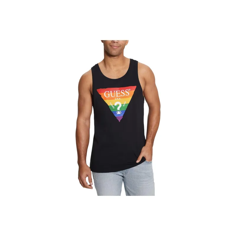 GUESS Eco Pride Logo Tank Tank Tops Men's Black-0