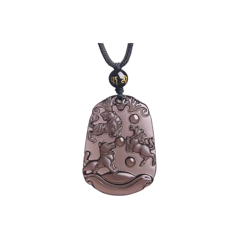 Lingxiang Yurun Obsidian Necklaces Unisex-20