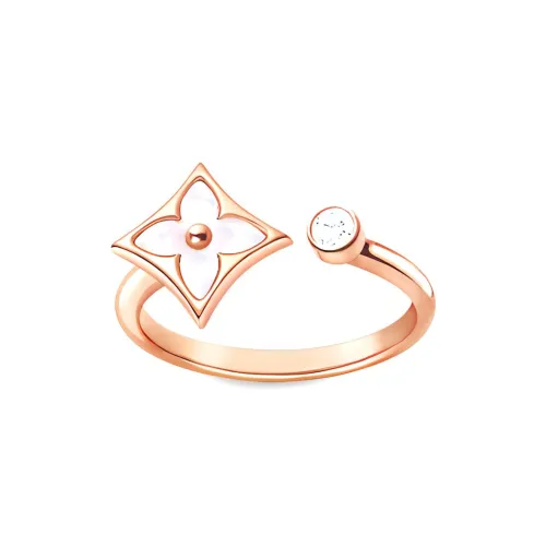 LOUIS VUITTON Color Blossom Mini Star Ring Pink Gold White Mother of Pearl And Diamond