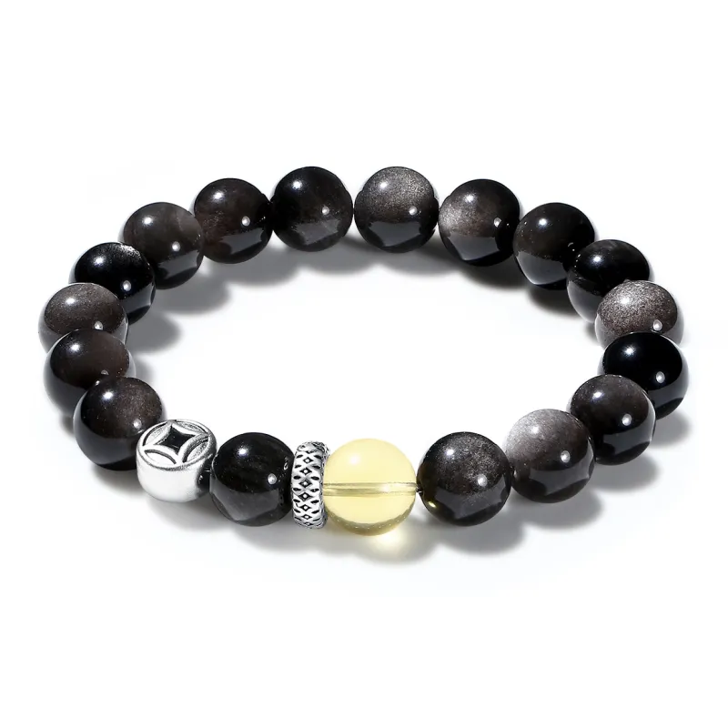 PUTUOSHANWENCHUANG Obsidian Bracelets Unisex-4