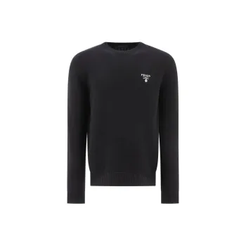 PRADA Logo Embroidered Crewneck Knit Sweater
