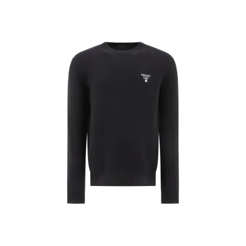 PRADA Logo Embroidered Crewneck Knit Sweater