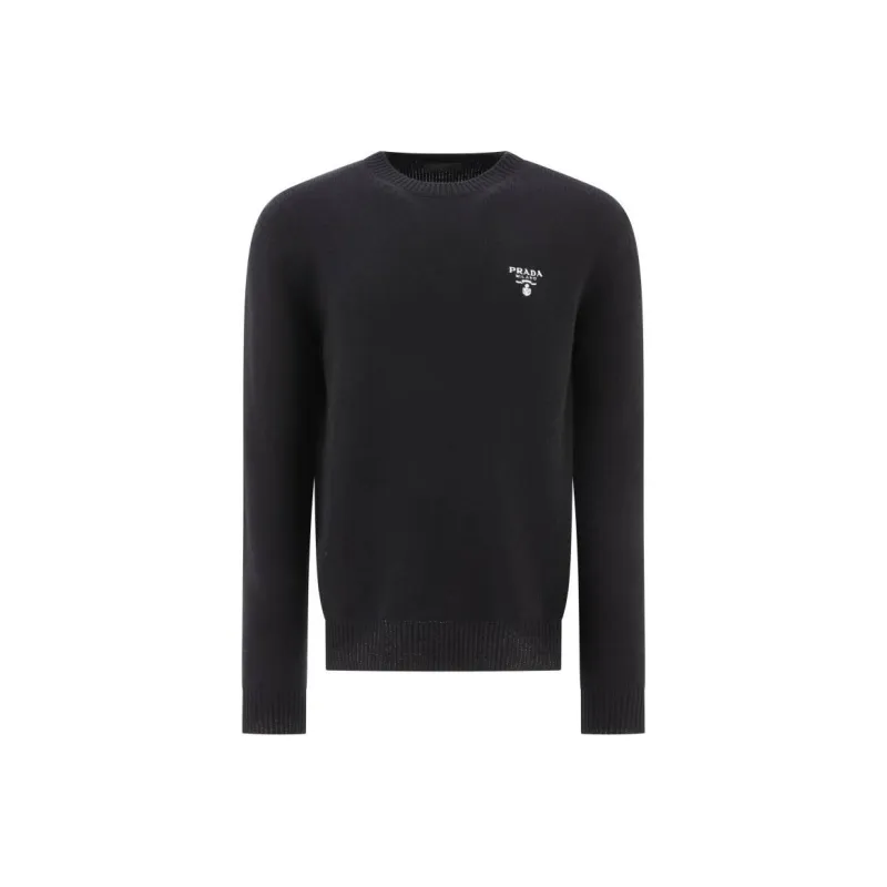 PRADA Logo Embroidered Crewneck Knit Sweater-0