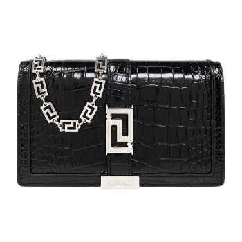FANSIZHE Greca Goddess Cow Leather With Lambskin Handheld Crossbody Bag, Shoulder Bag Mini Women's Black